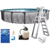 image:imageIn The Swim 15 Round Above Ground Swimming Pool  Emotion Package  Featuring Sand Filter Pump System and AFrame LadderEmotion