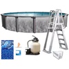 image:imageIn The Swim 15 Round Above Ground Swimming Pool  Emotion Package  Featuring Sand Filter Pump System and AFrame LadderEmotion