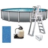image:imageIn The Swim 21 Round Above Ground Swimming Pool  Weekender Package  Featuring Sand Filter Pump System and AFrame LadderWeekender Premium