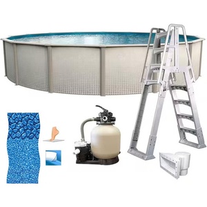 image:imageIn The Swim 15 Round Above Ground Swimming Pool  Emotion Package  Featuring Sand Filter Pump System and AFrame LadderFreestyle
