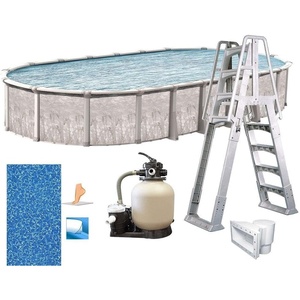 image:imageIn The Swim 18 x 33 Oval Above Ground Swimming Pool  Marina Package  Featuring Sand Filter Pump System and AFrame LadderMarina