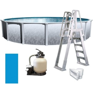 image:imageIn The Swim 21 Round Above Ground Swimming Pool  Weekender Package  Featuring Sand Filter Pump System and AFrame LadderWeekender Plus