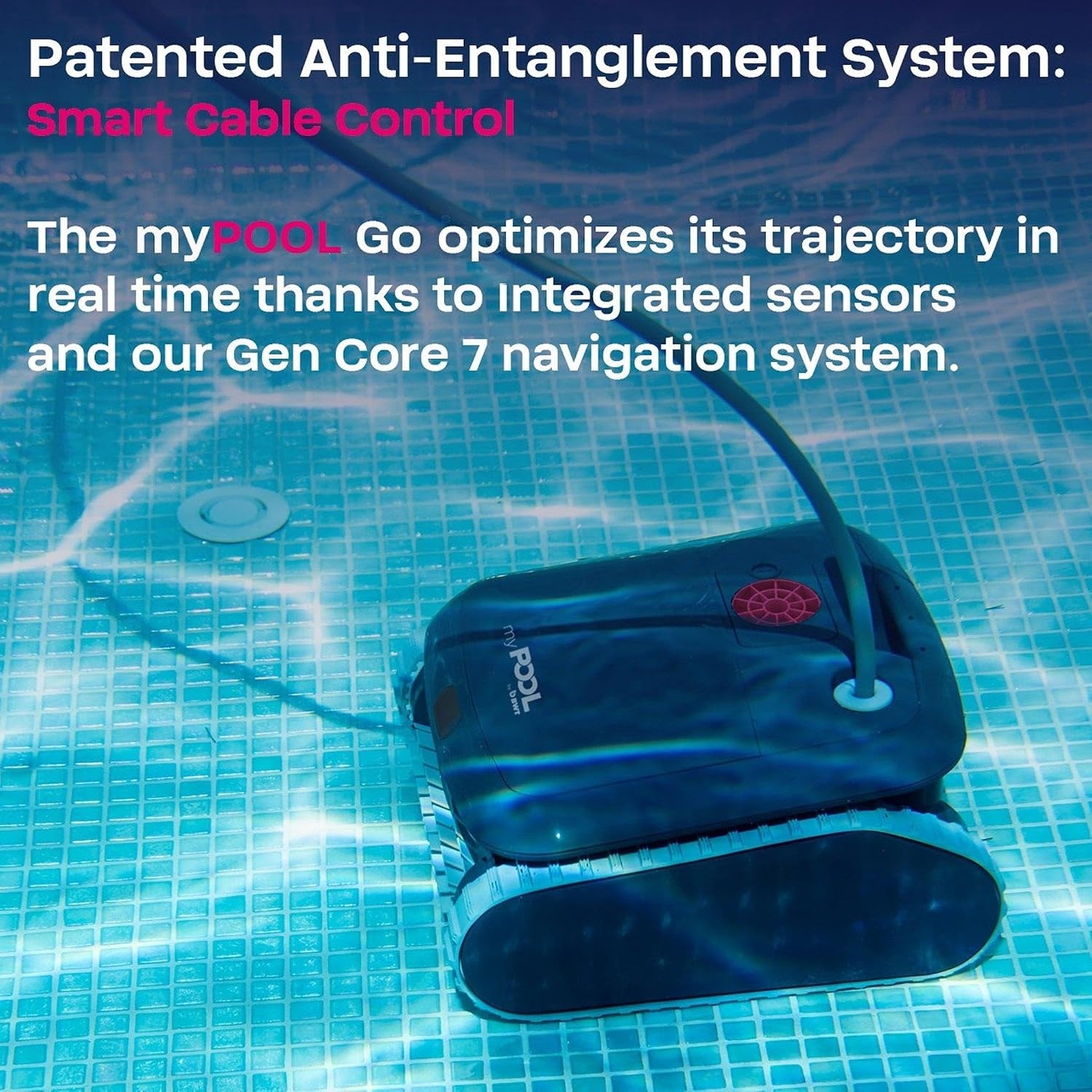 image:imageBWT myPOOL GO X Robotic Pool Vacuum Lightweight Automatic Pool Vacuum Robot with Gen Core 7 Smart Navigation AntiTangle Cable Single Fine Filter for Inground amp Above Ground Pools Up to 49ft  Gen Core 7 Smart Navigation AntiTangle Cable Single Fine Filter for Inground amp Above Ground PoolsGO