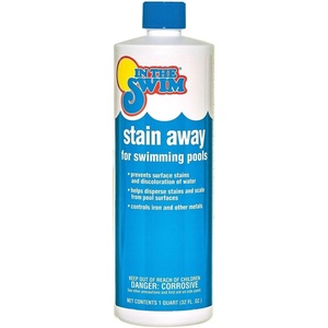 image:imageIn The Swim Stain Away for Above Ground and Inground Pools  1 Quart  Removes Mineral Stains From Iron Copper and Magnesium in Swimming PoolsStandard