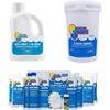 image:imageIn The Swim Pool Opening Chemical Start Up Kit for up to 15000 Gallons  Deluxe Spring Kit for Above Ground and InGround Swimming Pools  DiZap Shock Algaecide Clarifier and Stain AwayKit  Chlorine