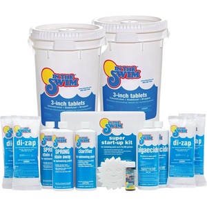 image:imageIn The Swim Chlorine and Shock Bundle for Sanitizing Swimming Pools  Includes 10 Pound Bucket of 3 Inch Stabilized Chlorine Tablets and 6 x 1 Pound Bags of 68 CalHypo Pool Shock100 Pound