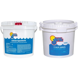 image:imageIn The Swim Chlorine and Shock Bundle for Sanitizing Swimming Pools  Includes 50 Pound Bucket of 3 Inch Stabilized Chlorine Tablets and 25 Pound Bucket of 68 CalHypo Pool Shock2525 Bundle