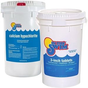 image:imageIn The Swim Chlorine and Shock Bundle for Sanitizing Swimming Pools  Includes 50 Pound Bucket of 3 Inch Stabilized Chlorine Tablets and 25 Pound Bucket of 68 CalHypo Pool Shock5050 Bundle