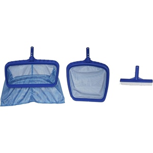 image:imageIn The Swim Economy Swimming Pool Maintenance Kit  195 Leaf Skimmer 15 Leaf Rake 10 Brush  Fits Standard Poles