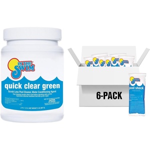 image:imageIn The Swim Green Pool Recovery Small Bundle  Treats Green Algae Clears Cloudy Water Restores Sparkling Blue Pool  Includes Quick Clear Green and CalHypo ShockQCG  6 x 1 CH Bundle