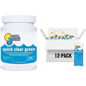 image:imageIn The Swim Green Pool Recovery Small Bundle  Treats Green Algae Clears Cloudy Water Restores Sparkling Blue Pool  Includes Quick Clear Green and CalHypo ShockQCG  12 x 1 CH Bundle