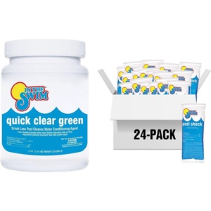 image:imageIn The Swim Green Pool Recovery Small Bundle  Treats Green Algae Clears Cloudy Water Restores Sparkling Blue Pool  Includes Quick Clear Green and CalHypo ShockQCG  24 x 1 CH Bundle