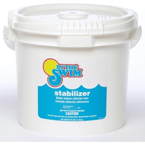 image:imageIn The Swim Pool Stabilizer  100 Cyanuric Acid  25 Pounds  CYA is a Pool Conditioner that Protects Chlorine from the Sun  Stabilizing Free Chlorine and Saving You MoneyBucket
