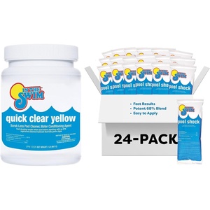 image:imageIn The Swim Yellow Algae Treatment Kit  Small Bundle  2Step Solution for Mustard Algae Removal  Includes 2 Pound Quick Clear Yellow  6 x 1 Pound CalHypo Pool ShockQCY  24 x 1 CH Bundle