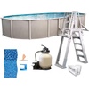 image:imageIn The Swim 15x 24 Oval Above Ground Swimming Pool  Epic Package  Featuring Sand Filter Pump System and AFrame LadderFreestyle
