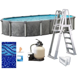 image:imageIn The Swim 15x 24 Oval Above Ground Swimming Pool  Epic Package  Featuring Sand Filter Pump System and AFrame LadderEmotion
