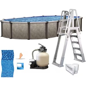 image:imageIn The Swim 15x 24 Oval Above Ground Swimming Pool  Epic Package  Featuring Sand Filter Pump System and AFrame LadderEpic