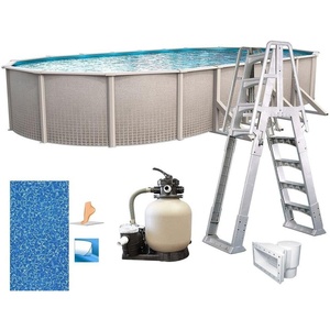 image:imageIn The Swim 15x 24 Oval Above Ground Swimming Pool  Epic Package  Featuring Sand Filter Pump System and AFrame LadderFreestyle