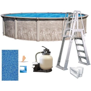image:imageIn The Swim 30 Round Above Ground Swimming Pool  Marina Package  Featuring Sand Filter Pump System and AFrame LadderMarina